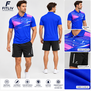 Uniformes de Tenis Personalizados para Hombre, Camisetas y Pantalones Cortos, Secado Rápido, Transpirables, 92% Poliéster + 8% Elastano, Cómodos - Product Image 1