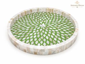 Plateau décoratif rond en émail, motif damier noir et blanc, plateau de service en aluminium, logo personnalisé, décoration d'intérieur, compatible micro-ondes, mariage - Product Image 2