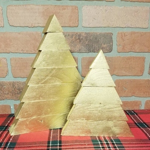New design Gold Christmas <b>tree</b> wooden <b>tabletop</b> decor rustic Xmas ornaments metallic wood <b>tree</b> farmhouse - Product Image 1