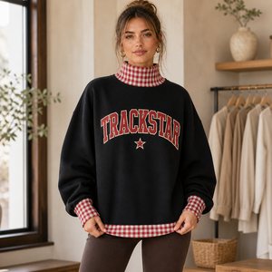 Sudadera con cuello alto y logotipo personalizado Trackstar para mujer, de forro polar grueso, talla grande, ropa de marca privada TS-MN-015, proveedor de exportación - Product Image 6