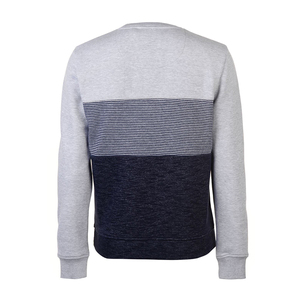 Sweat-shirt en tricot à col rond pour homme, coupe classique, décontracté, manches longues, gris marine à rayures, pour l'automne - Product Image 3