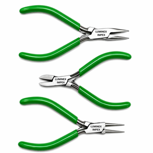 Ensemble de 3 outils de fabrication de bijoux en acier inoxydable avec poignée violette, pinces à bec effilé, coupe-fils, outil professionnel de précision pour la fabrication de perles - Product Image 4