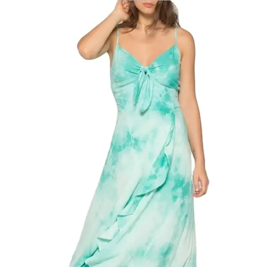 Tie dye été femmes longue Maxi sans manches avec taille haute ample ajusté été vacances Resort tenue Tie Dye longue Maxi robe OEM