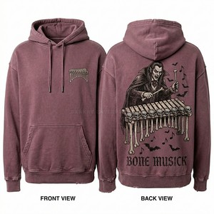 เสื้อฮู้ดดี้สีดำทรงโอเวอร์ไซส์ลายกราฟิก Apex Predator สไตล์วินเทจทำสีแบบ Acid Wash ผลิตโดยผู้ผลิตเสื้อผ้าสตรีทแวร์ - Product Image 4