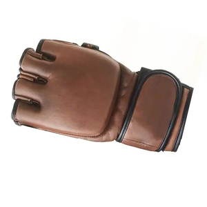 Vintage Brown Genuine Leather MMA <b>Gloves</b> – Half-Finger Grappling & Martial Arts Training <b>Gloves</b> - Product Image 4