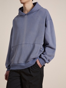 Sweat-shirt polaire à capuche oversize pour homme, couleur unie, décontracté, pull d'automne, coupe ample, manches longues, avec poches, tricoté - Product Image 5