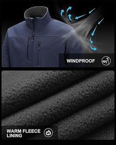 Men_s Lightweight Waterproof Softshell Windbreaker Warm <b>Fleece</b> <b>Lined</b> <b>Jacket</b> for Travel Golf Motorcycle Racing Auto Racing Wear - Product Image 6