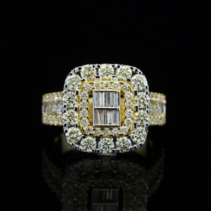 925 Sterling <b>Silver</b> Baguette Cut Moissanite Prong Setting Hip Hop Wedding <b>Ring</b> Rhodium Plated Cluster Design for <b>Men</b> or Women - Product Image 5