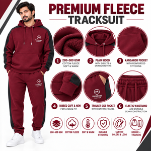 Conjunto Deportivo Ligero con Capucha para Hombre, Color Granate, Manga Larga, 100% Algodón, Estilo Casual, Marca MANGOES FASHION - Product Image 6