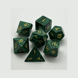 Dés en pierre de haute qualité, malachite, cristal naturel, pierres de guérison Reiki, pierres gravées, ensemble de dés personnalisés, cristal viking. - Product Image 3