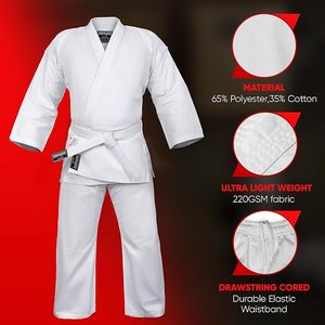 Kimono de Jiu-Jitsu 100% Coton Extensible Léger et Résistant Coupe Classique Teint Uni Unisexe Adulte Vêtement d'Arts Martiaux - Product Image 4