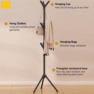 Modern Freestanding Metal Coat Rack Tree with 9 Hooks Black Entryway <b>Hat</b> Jacket Bag Organizer <b>Stand</b> - Product Image 3
