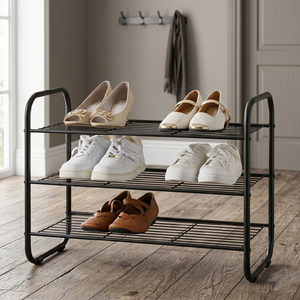 Pristine Convertible 3-Tier Entryway <b>Shoe</b> <b>Storage</b> Shelf Foldable Iron Metal Furniture - Product Image 6