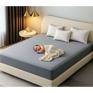 Waterproof Terry Fitted <b>Bed</b> Protector 75x48x13 Inch Plain Style for Hotels - Product Image 1