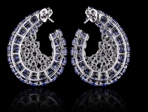 Pendientes de Aro Ovalados de Moissanita Azul, Aleación de Plata Tibetana con Patrón de Luna, Joyería de Moda para Mujer, Regalo - Product Image 5
