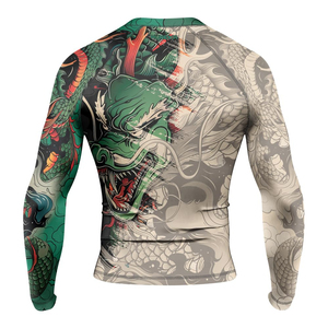 Rashguard d'arts martiaux, coutures renforcées, tissu compressif respirant, logo personnalisé, haut de gamme pour BJJ, MMA, grappling, homme. - Product Image 5