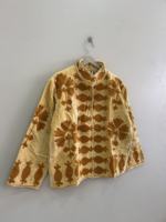 Blouson en velours à col mandarin, imprimé floral, manches longues, respirant, pour l'hiver, en coton matelassé pour femme