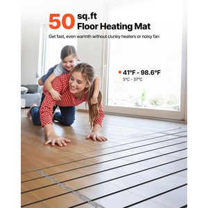 Sistema di Riscaldamento a Pavimento Elettrico Radiante da 50 Piedi Quadrati con Termostato Intelligente e Allarme, Facile Installazione 120V, Componenti per Riscaldamento Domestico, Cavo per Riscaldamento Sottopavimento - Product Image 2