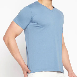Casual Men's 100% Cotton Knitted Eco-Friendly Breathable Lightweight <b>V</b> Neck Short Sleeve Custom Logo Printing Regular <b>Fit</b> - Product Image 4