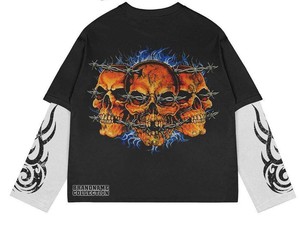 Wholesale Men's Double Layer Short Sleeve T-<b>Shirt</b> 100% Cotton Breathable Streetwear Vintage <b>Patchwork</b> Design - Product Image 4