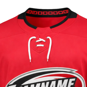 Camiseta de Hockey sobre Hielo Roja, Cuello en V, Manga Larga, Transpirable, Antibacteriana, Uniforme Deportivo para Equipo, Entrenamiento, Práctica, Rendimiento para Adultos - Product Image 5