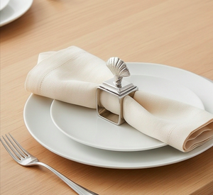Vintage <b>Silver</b> Metal <b>Napkin</b> Rings Square Shell Design Wedding Table Decor For Kitchenware And Home Use - Product Image 4