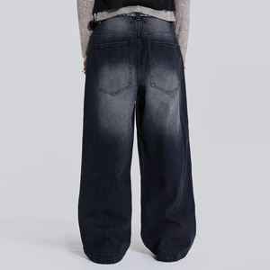 Jeans streetwear d'hiver personnalisés brodés, écologiques, pour hommes et garçons, coupe droite, ample, baggy, grandes tailles, délavé, vintage - Product Image 3