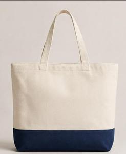 Geometric Print Blue/Navy Cotton <b>Canvas</b> Tote Bag Magnetic Snap Closure Large Capacity Women's Shoulder <b>Handbag</b> Eco-Friendly Dual - Product Image 6