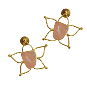 Boucles d'oreilles étoiles plaquées or avec pierres naturelles serties en clos, style bohème, bijoux de mode pour femmes - Product Image 5
