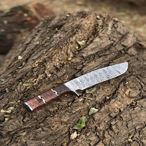 Handmade Damascus Steel <b>Drop</b> Point Straight Professional Multi-functional Camping Carving Knife Full Tang Wood Handle DIY Grade - Product Image 1