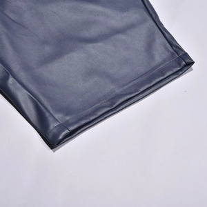 Men's Customizable Gray Genuine Leather Formal Bermuda <b>Shorts</b> Mid Waist Button Fly Pockets Quick Dry Breathable Solid Color - Product Image 4