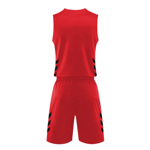 Ensemble de vêtements de sport pour hommes, maillot et short de basket-ball rouge et noir, design personnalisé, nom de l'équipe, votre nom et votre numéro, kit de basket-ball - Product Image 3