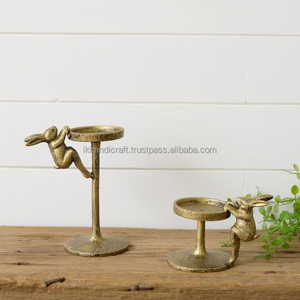 Conjunto de candelabro cónico de Conejito dorado antiguo, nueva llegada, Pascua, Navidad, tendencia, pilar de conejo Dorado, la mejor idea de regalo - Product Image 4