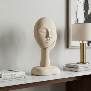 Mask Galau Stand Handcrafted <b>Wooden</b> Face Sculpture <b>Rustic</b> Abstract Tabletop Decorative Artwork Stand Home Decor Display Accent - Product Image 5