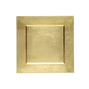 Assiettes de Présentation Carrées en Plastique 13 Pouces, Lot de 6, Bord Plat, Finition Brillante Effet Feuille d'Or, Idéales pour Fêtes, Dîners et Mariages - Product Image 2