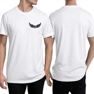 Camiseta de Manga Corta para Hombre, Negra, con Logotipo de Alas en Relieve, Corte Regular, Cuello Redondo, Informal, de Algodón - Product Image 4