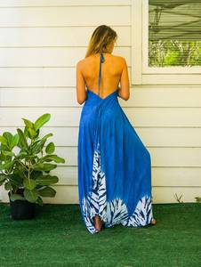 Vestido Maxi Informal de Estilo Moderno con Estampado Tie Dye, Tejido sin Mangas, Cintura Natural, Ecológico, Diseño Sólido - Product Image 4