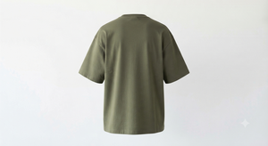 T-shirt en jersey vert olive pour homme, tricoté, uni, décontracté, coupe oversize, écologique, avec logo frontal, 200 grammes, coton, manches courtes, été - Product Image 2