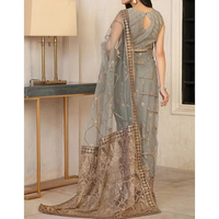 Sari indien Banarasi en polyester doux et géorgette, bordure brodée en dentelle, longueur ras du sol, idéal pour les mariages et les fêtes, très tendance pour l'hiver, style pakistanais