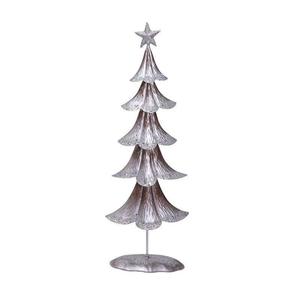 Elegante árbol de Navidad moderno de aluminio plateado, hecho a mano con base creativa y estrella en la parte superior. - Product Image 1