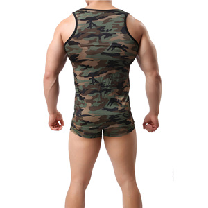 Camiseta sin mangas de camuflaje para hombre, cuello redondo, transpirable, de punto, informal - Product Image 2