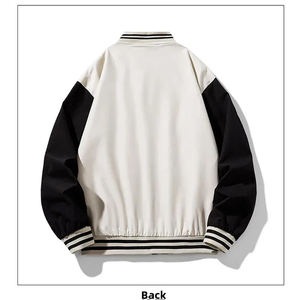 Veste universitaire en toile à col montant pour homme avec logo personnalisé et broderie frontale, design vierge - Product Image 6