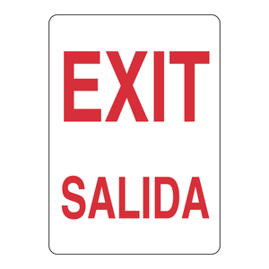 Señal de Salida de Emergencia Bilingüe (Inglés/Español) para Montaje en Pared o Techo, para Orientación Vial - Product Image 1