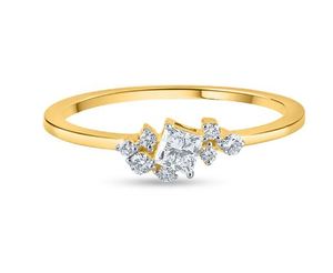 Anillos de Joyería de Moda de Oro Amarillo de 14K con Diamantes Cultivados en Laboratorio con Corte Princesa y Redondo, Certificados por IGI, para Mujeres, para Bodas - Product Image 2