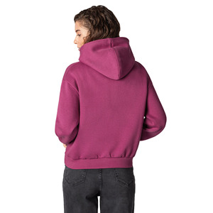 Sweat-shirt à capuche oversize pour femme, couleur unie, polyester/coton, séchage rapide, respirant, vêtement d'hiver, longueur normale, fermeture intégrale sur le devant - Product Image 2