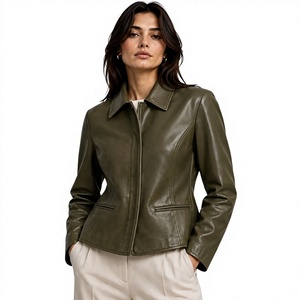 Custom Made Adjustable Size Slim Fit Stand <b>Collar</b> <b>Women</b> Genuine Leather Jackets Silk Finished Autumn Winter Waterproof - Product Image 1