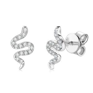Boucles d'oreilles clous en argent sterling 925 de luxe avec moissanite, motif serpent porte-bonheur, bijoux délicats de haute qualité pour mariage et soirée - Product Image 1