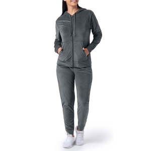 Survêtement deux pièces pour femme, décontracté, avec fermeture éclair, logo personnalisé, collection hiver, dernière tendance, vente chaude - Product Image 1