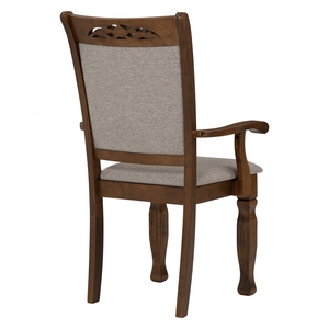 Silla de Comedor Moderna de Mediados de Siglo, de Madera Maciza Resistente, con Asiento Tapizado en Microfibra y Respaldo Tallado en Madera - Product Image 4