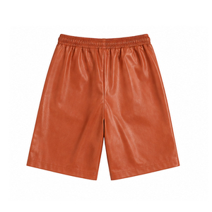 Men's Rust PU <b>Leather</b> New Style Unique Design Cowhide <b>Leather</b> Canvas <b>Shorts</b> Custom Made Solid Color Men's <b>Leather</b> <b>Short</b> - Product Image 6